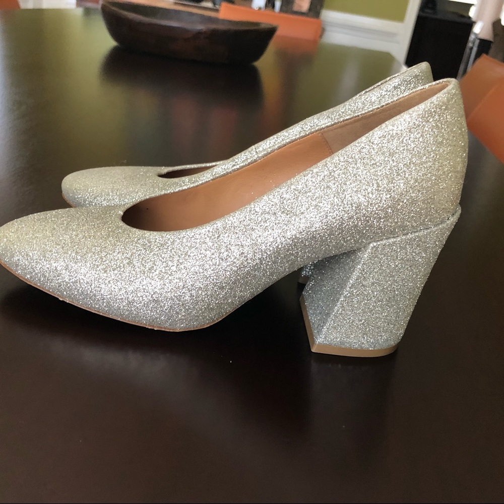 Dries Van Noten chunky heel glitter pumps